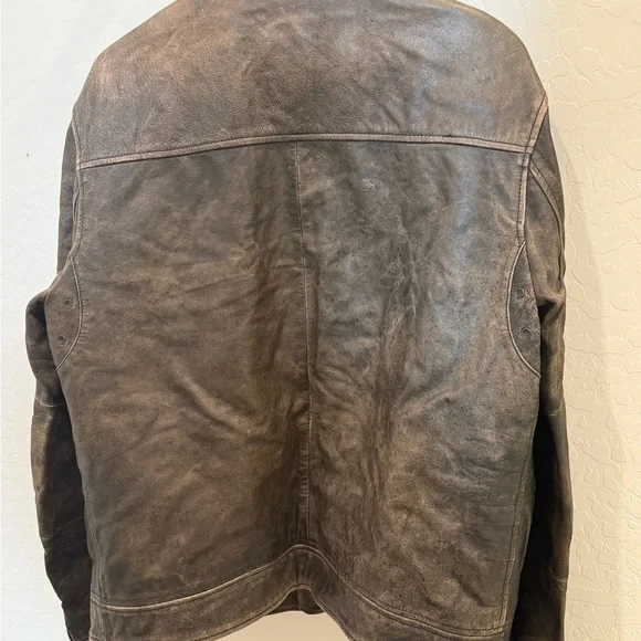 Lucky Brand Men's Distressed Brown Leather Jacket - Picture 3 of 3
